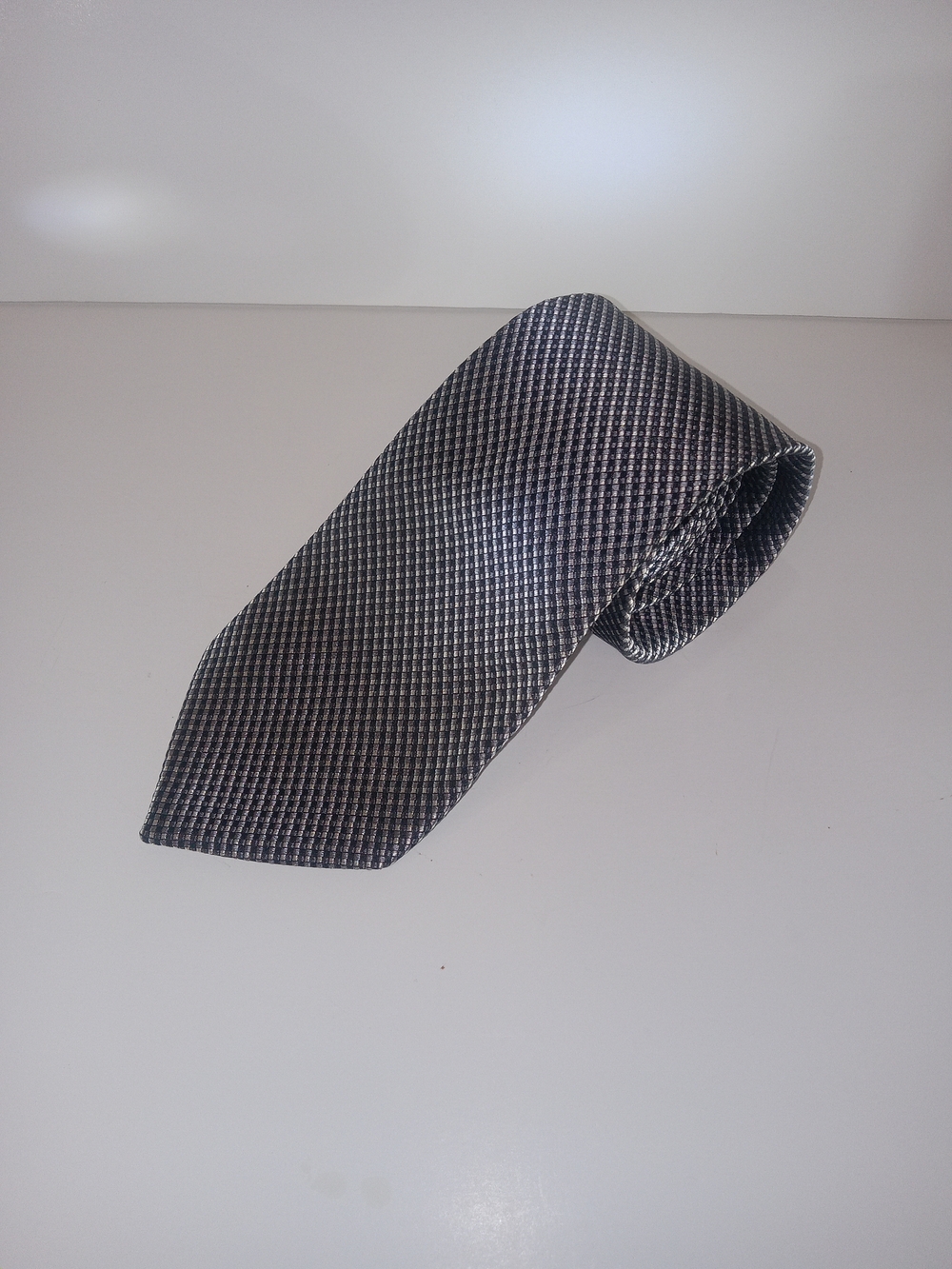 Geoffrey Beene Silver-Gray Microcheck Men's Tie